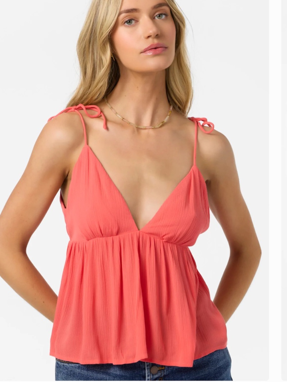 Women’s O'Neil Red V-Neck Beach Store Tie-Strap Tank Top